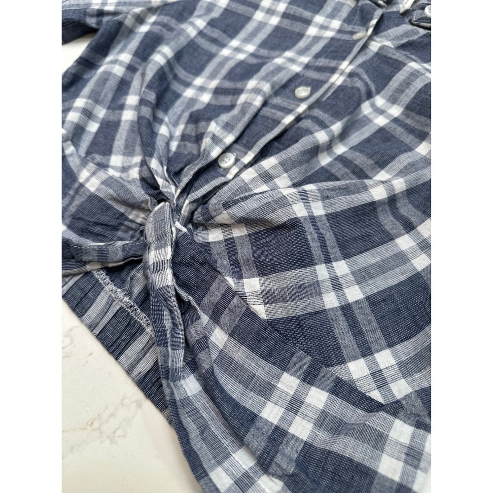 BCBG Plaid Front Tie Crop Top Western Casual Preppy Summer Prairie Boho - Picture 7 of 8